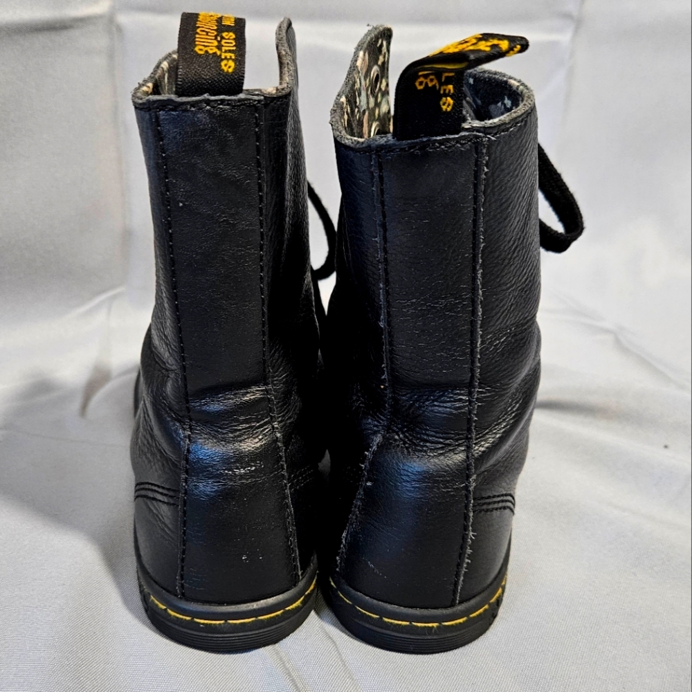 Dr Martens Stratford Boots Black Leather Goth Floral Lining High Lace Up Size 7 - Picture 6 of 9